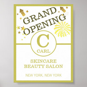 Trendy Spark Beauty Salon Monogram Business Progra Poster