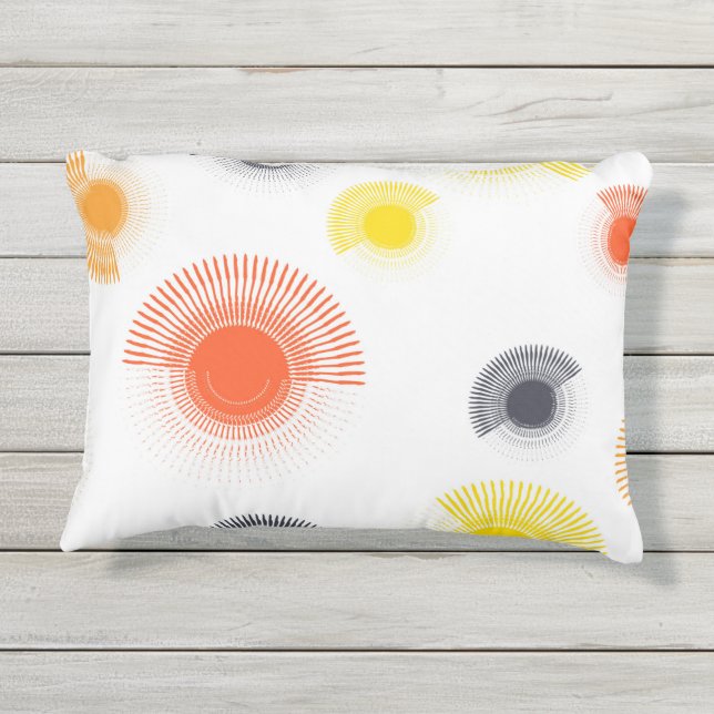 Trendy, spielerisch, lebhaft, cool, kreisförmig ge kissen für draußen (Rückseite)