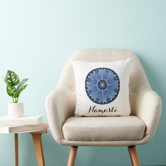 Trendy Spiritual Blue Mandala Namaste Kissen (Stuhl )
