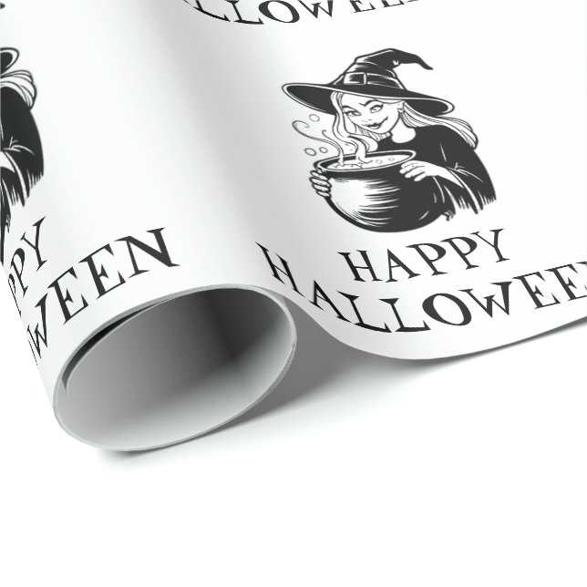 Trendy Spooky Halloween Hexe Cauldron Geschenkpapier (Rolleneckpunkt)