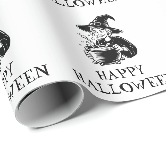Trendy Spooky Halloween Hexe Cauldron Geschenkpapier (Rolleneckpunkt)