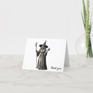 Trendy Spooky Halloween Hexe und Besen Dankeskarte
