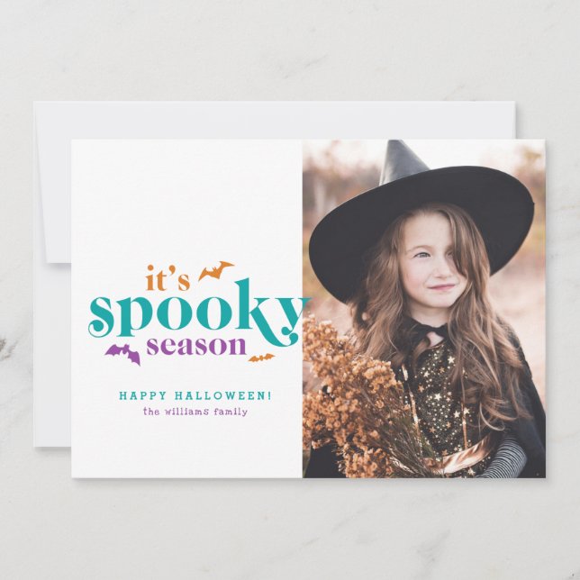 Trendy Spooky Season Halloween Foto Cards Karte (Vorderseite)