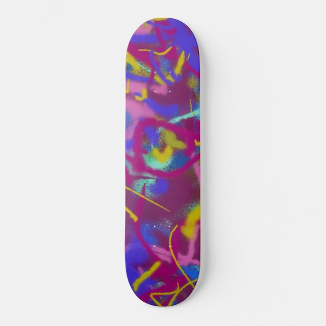 Trendy Spray Paint Lila Blue Pattern Skateboard (Vorderseite)