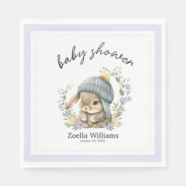 Trendy Spring Baby Bunny Floral Baby Shower Napkin Serviette (Vorderseite)