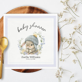Trendy Spring Baby Bunny Floral Baby Shower Napkin Serviette