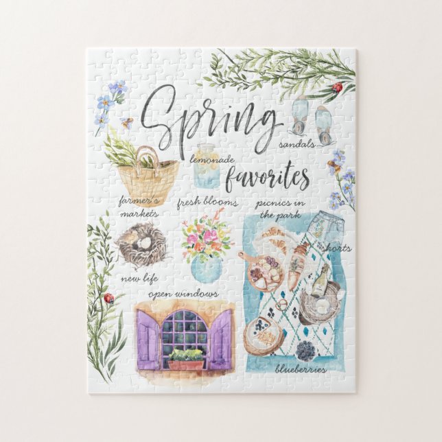 Trendy Spring Favorites | Aquarellbilder Puzzle (Vertikal)