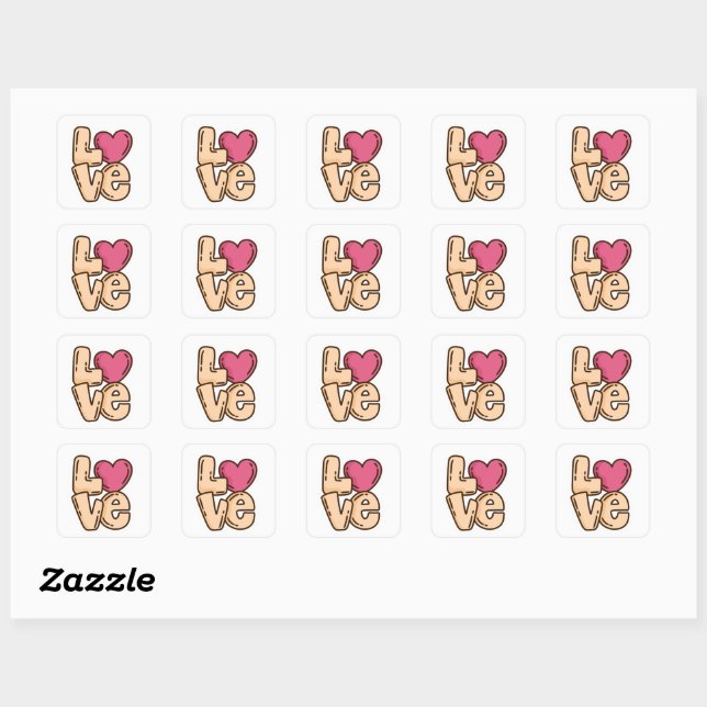 Trendy Square Liebe Sticker (Blatt)