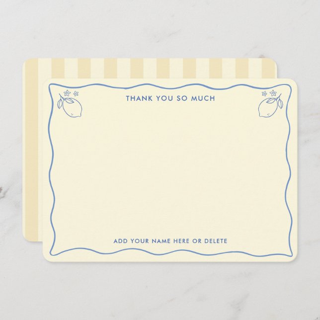 Trendy Squiggle Border Lemon Doodles Bridal Shower Dankeskarte (Vorne/Hinten)