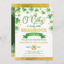 Trendy St Patrick's Day Lucky Kleeblatt Babydusche