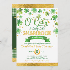 Trendy St Patrick's Day Lucky Kleeblatt Babydusche Einladung