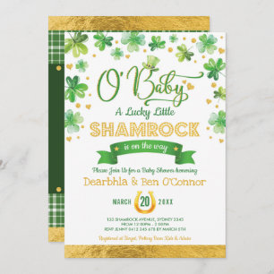 Trendy St Patrick's Day Lucky Kleeblatt Babydusche Einladung