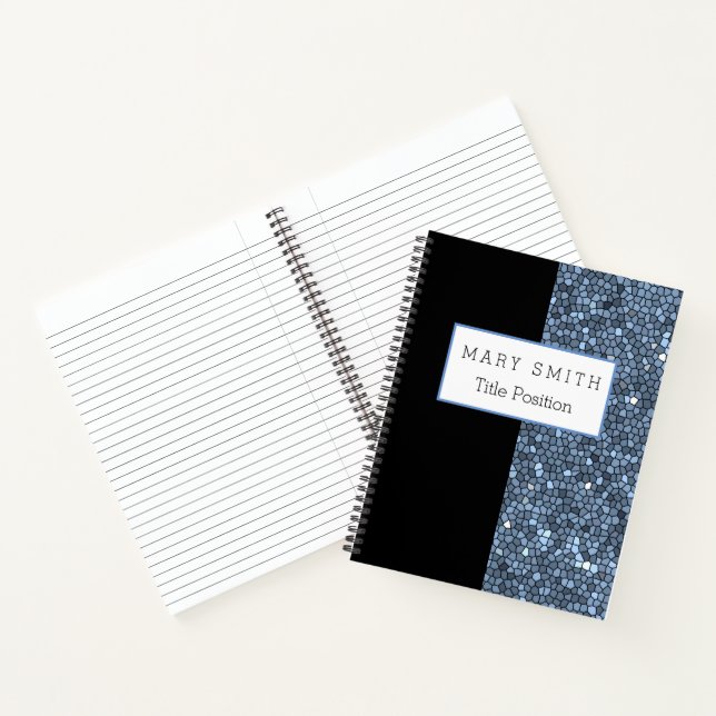 Trendy Stached Glass Black Silver Blue Notizbuch (Innenseite)