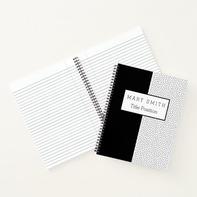 Trendy Stached Glass Schwarz-weiß Notizbuch (Innenseite)