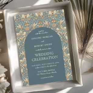 Trendy staubgrünes Elfenbein Blumenstrauß Jugendst Einladung