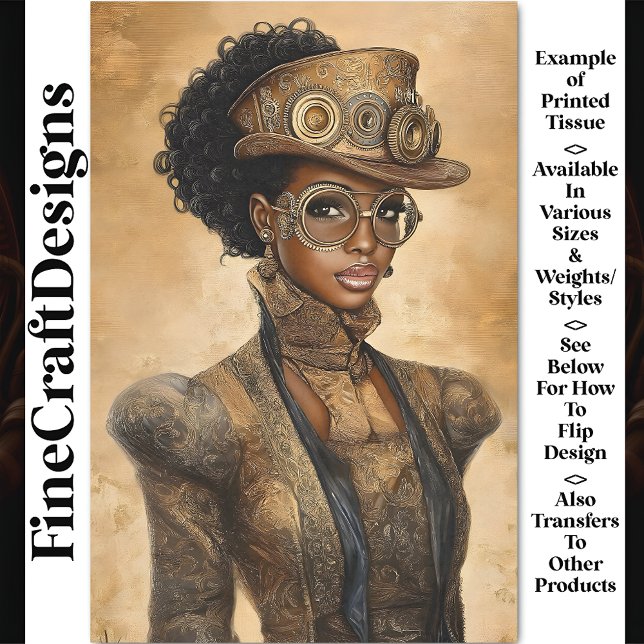 Trendy Steampunk Dark Skin Woman AD1O Decoupage Seidenpapier (Von Creator hochgeladen)