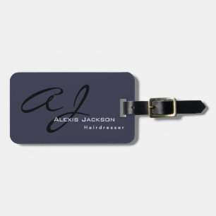 Trendy Stilvoll Monogramm Dunkelgrau Blau Gepäckanhänger