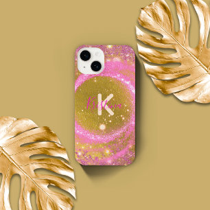 Trendy Stilvolle Funkelnd Rosa- und Gold Glitzer F iPhone 14 Hülle