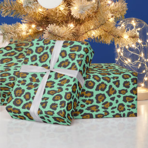 Trendy stilvolle leopard tierische Printmuster aqu Geschenkpapier