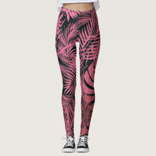 Trendy, stilvolle Rose, rosa Palmen Blätter Leggings