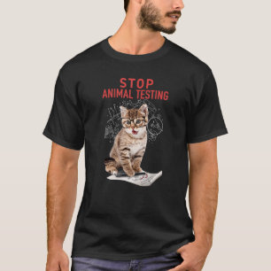 Trendy Stopp Animal Testing Math Kitten Graphic T-Shirt