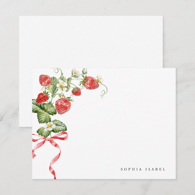 Trendy Strawberry Personalisiert Stationery Mitteilungskarte (Vorne/Hinten)