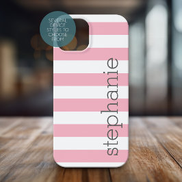Trendy Streifenmuster mit Namen - Pastellrosa Case-Mate iPhone Hülle