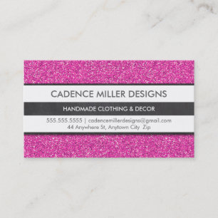 TRENDY STRIPE Modernes, minimales silbernes Glitze Visitenkarte