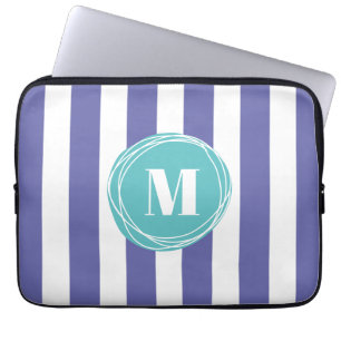 Trendy Striped Monogram Laptopschutzhülle