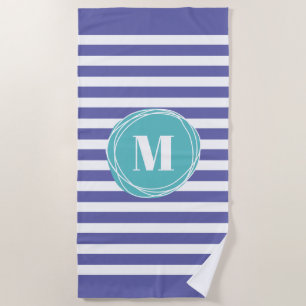 Trendy Striped Monogram Strandtuch