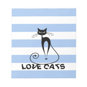 Trendy Stripes whimsical lustige Katze Notizblock