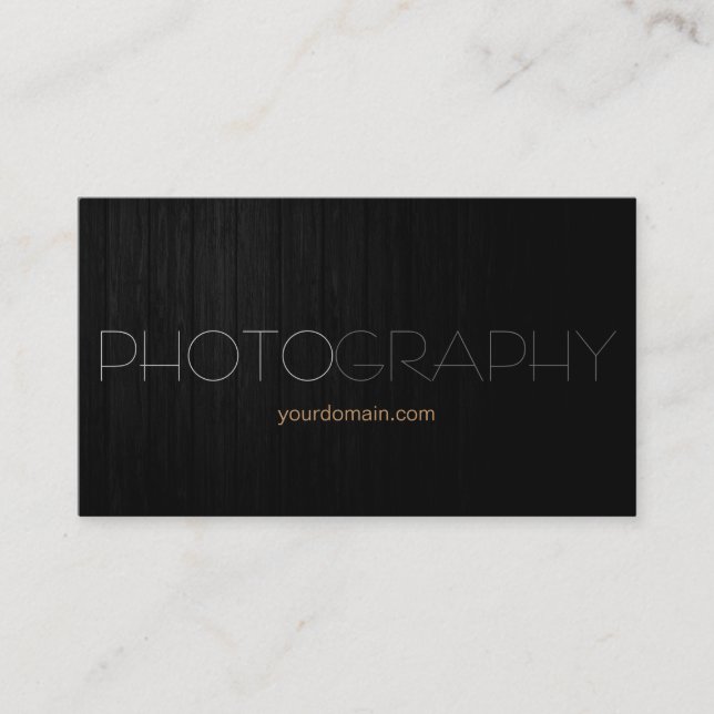 Trendy Style Gray Wood Fotograf Business Card Visitenkarte (Vorderseite)