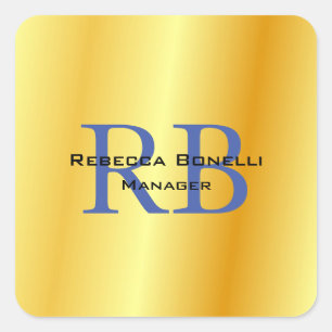 Trendy Style Monogramm Minimalistisch Einfach Gold Quadratischer Aufkleber