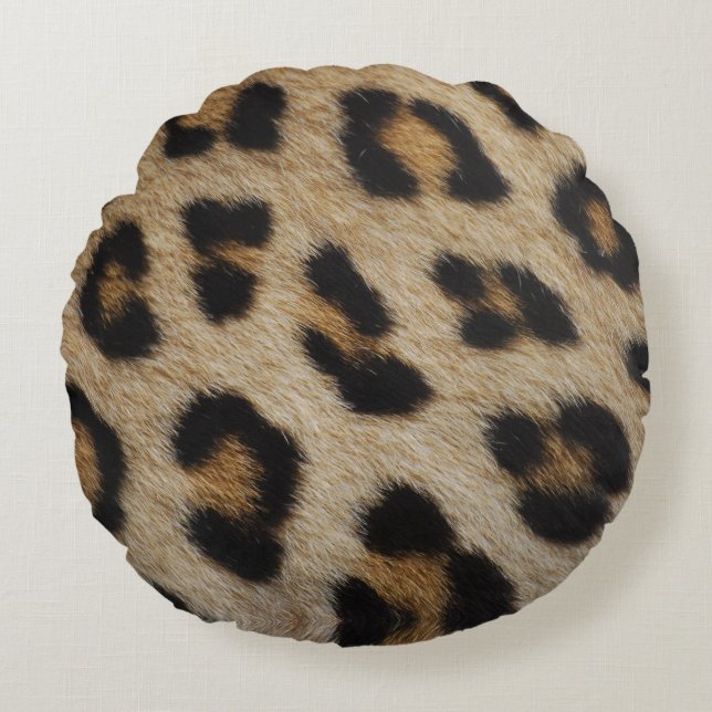 Trendy stylische Leopardenpelzmuster Rundes Kissen (Vorderseite)