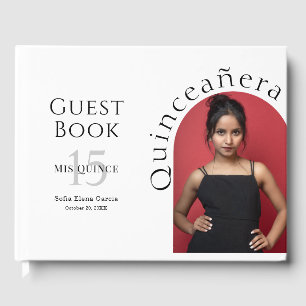 Trendy Stylish Arch Foto Quinceanera Gästebuch