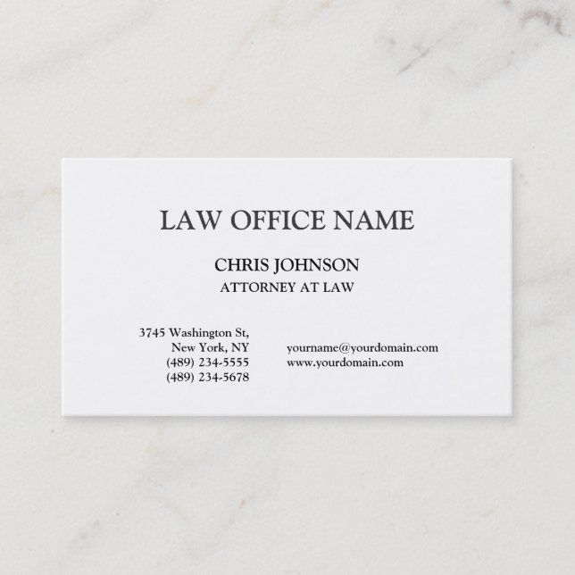 Trendy Stylish Attorney at Law Business Card Visitenkarte (Vorderseite)