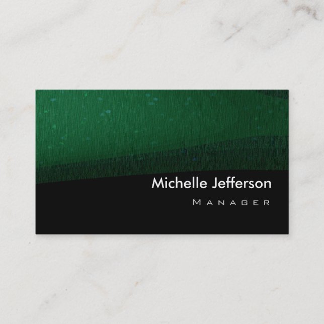 Trendy Stylish Black Green Business Card Visitenkarte (Vorderseite)
