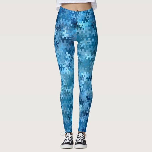 Trendy Stylish Blue Pattern Leggings (Vorderseite)