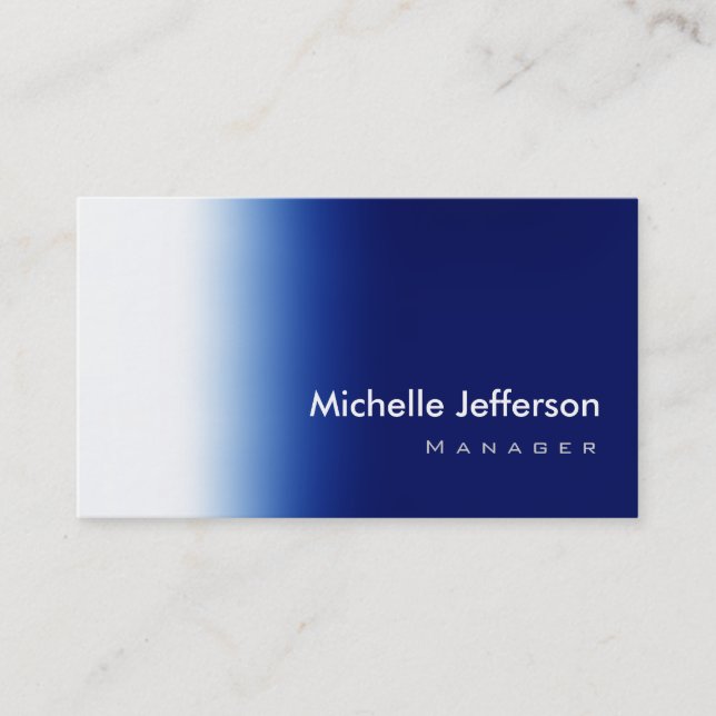 Trendy Stylish Blue White Business Card Visitenkarte (Vorderseite)
