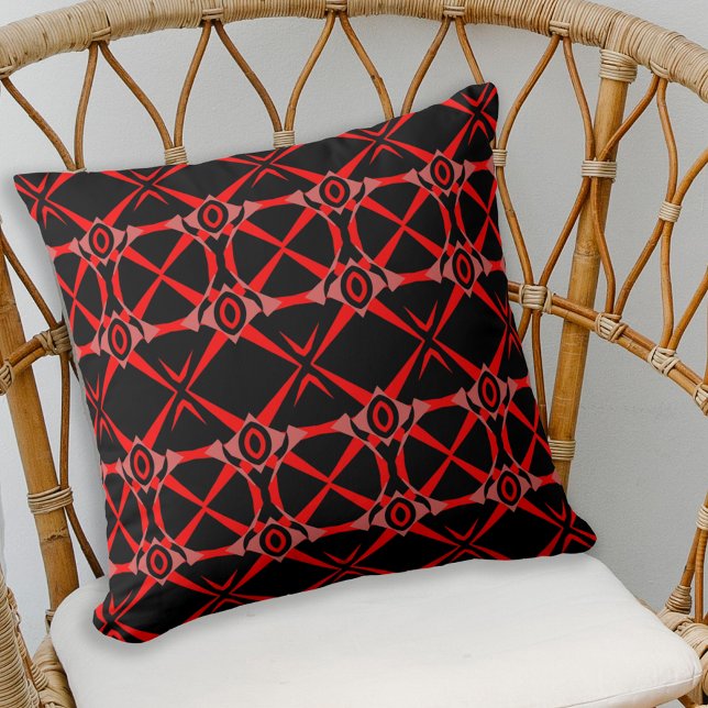 Trendy Stylish Chic Red Pink Black Op Art Muster Kissen (Von Creator hochgeladen)