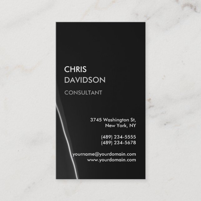 Trendy Stylish Dark Gray Wave Business Card Visitenkarte (Vorderseite)