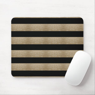 trendy stylish geometric black and gold stripes mousepad
