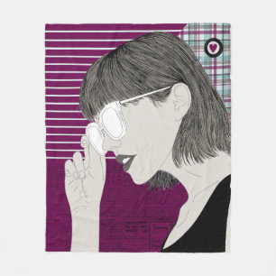 Trendy Stylish Girl Chic Lila Collage Liebe Herzli Fleecedecke