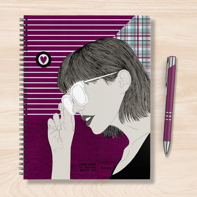 Trendy Stylish Girl Chic Lila Collage Liebe Herzli Notizbuch (Von Creator hochgeladen)