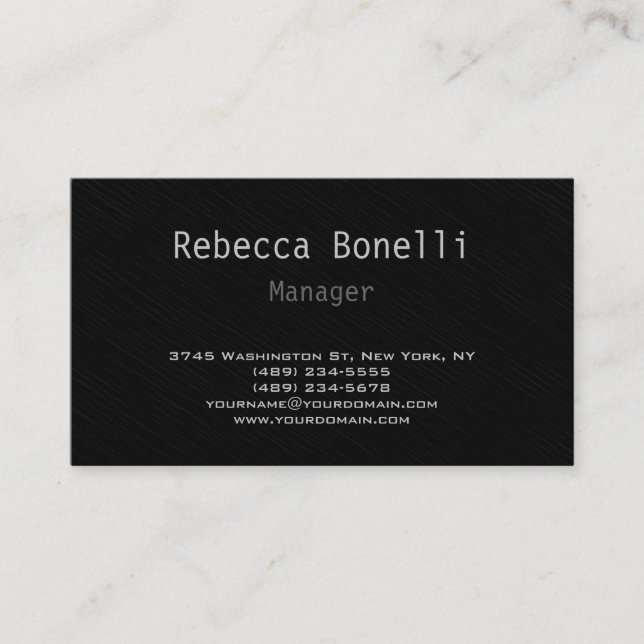 Trendy Stylish Gray Black Manager Business Card Visitenkarte (Vorderseite)