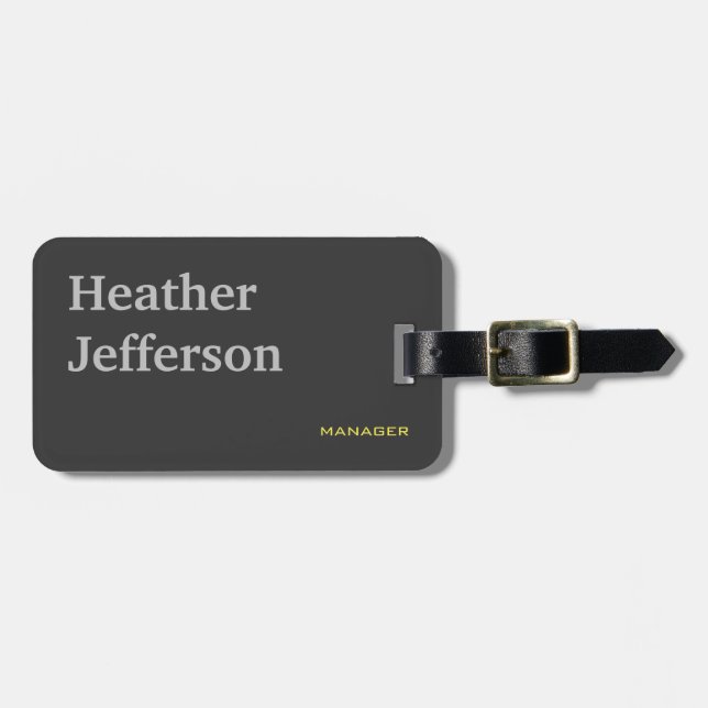 Trendy Stylish Gray Modernes Minimalistisches Schl Gepäckanhänger (Vorderseite horizontal)