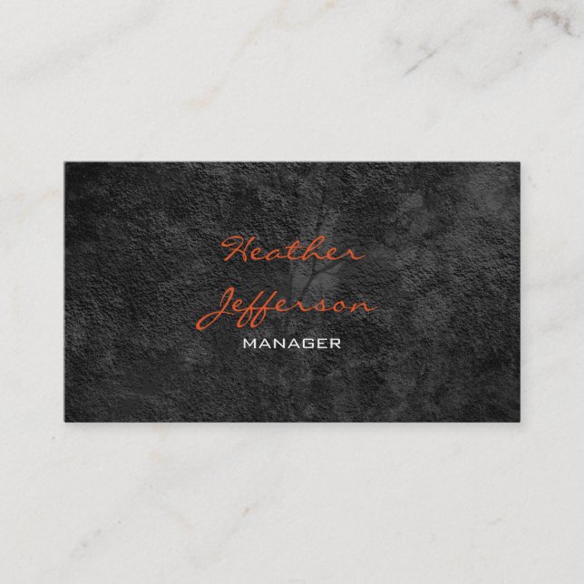 Trendy Stylish Gray Pattern Orange Script Manager Visitenkarte (Vorderseite)