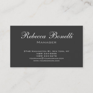 Trendy Stylish Gray Script Manager Business Card Visitenkarte