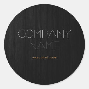 Trendy Stylish Gray Wood Company Name Runder Aufkleber