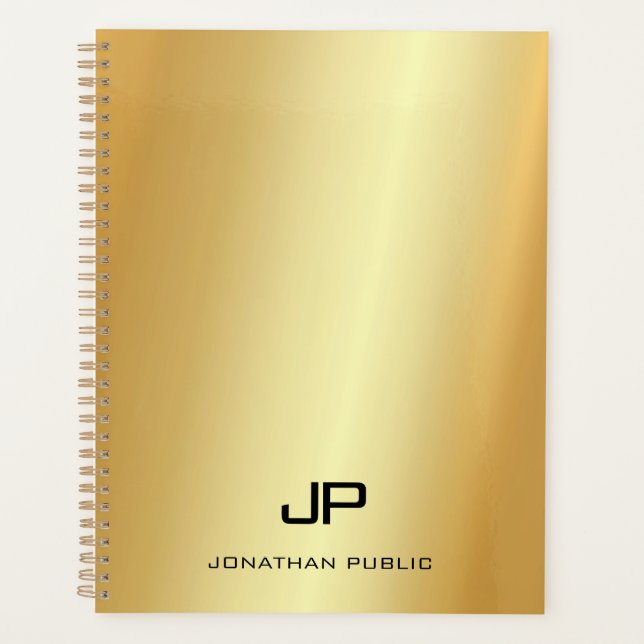 Trendy Stylish Imitate Gold Moderner Mit Monogramm Planer (Vorderseite)